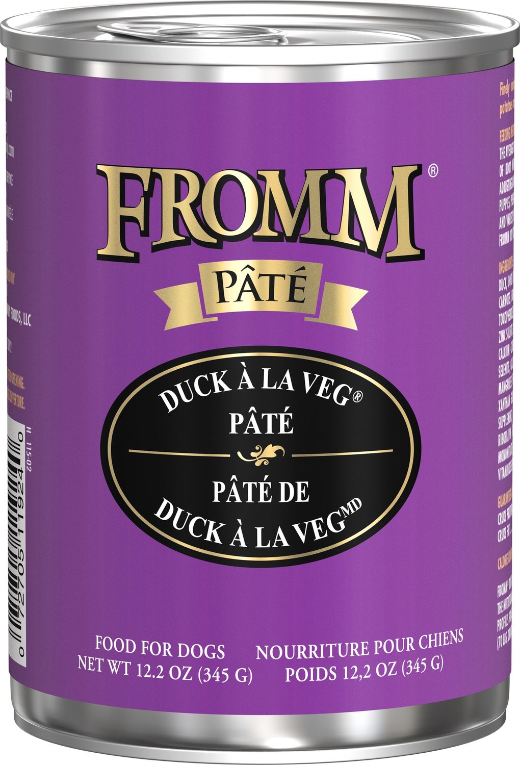 Fromm Duck À La Veg Pâté Grain Free Wet Dog Food, Size: 12.2oz