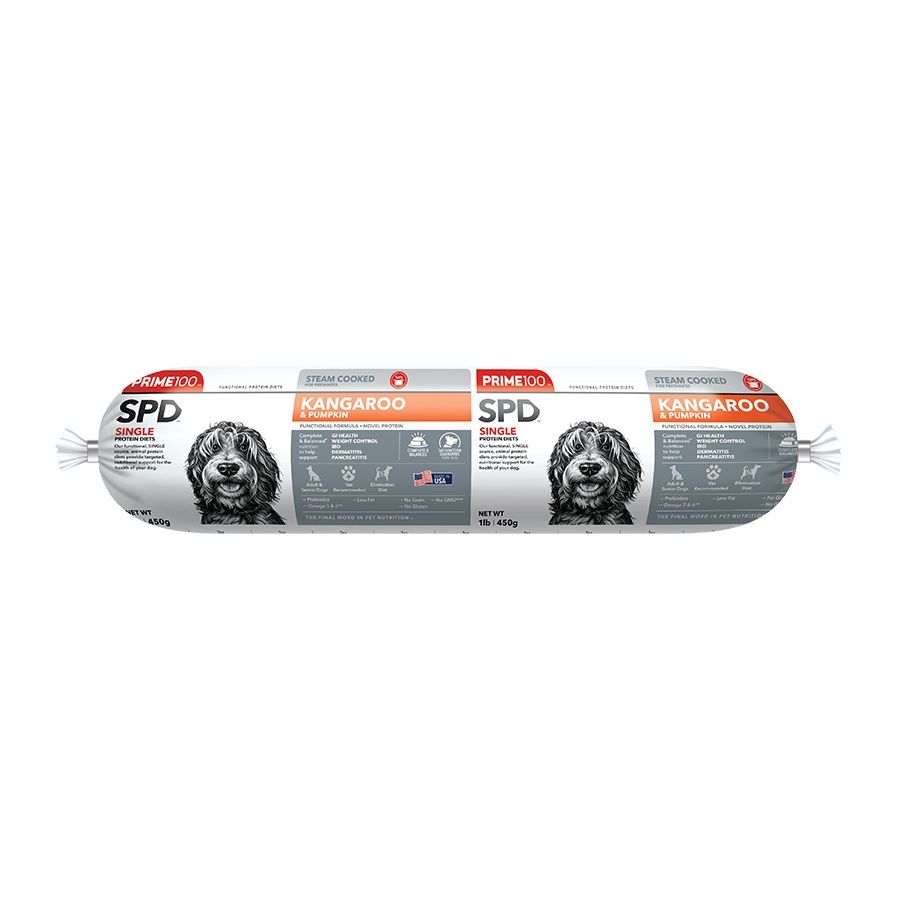 Prime100 SPD Kangaroo &amp; Pumpkin Fresh Dog Food Roll, Size: 1lb