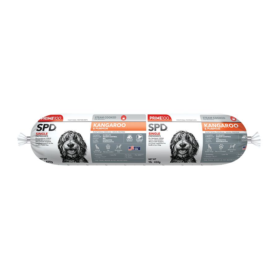 Prime100 SPD Kangaroo &amp; Pumpkin Fresh Dog Food Roll, Size: 1lb