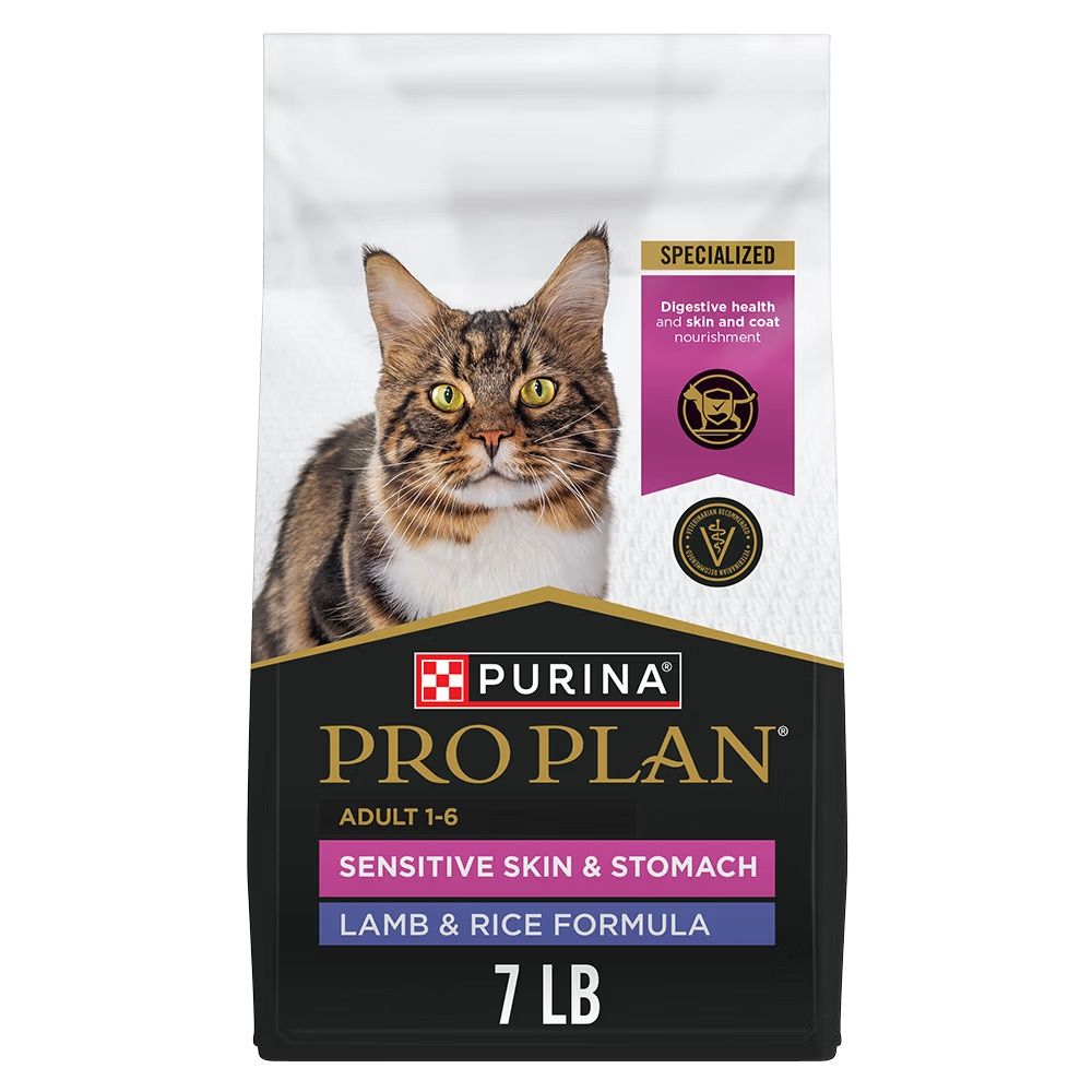 Pro Plan Adult Sensitive Skin &amp; Stomach Lamb &amp; Rice Dry Cat Food, Size: 3.5lb