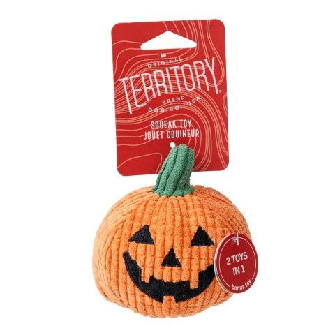Territory 2-in-1 Pumpkin Ball Halloween Dog Toy, Size: 4"