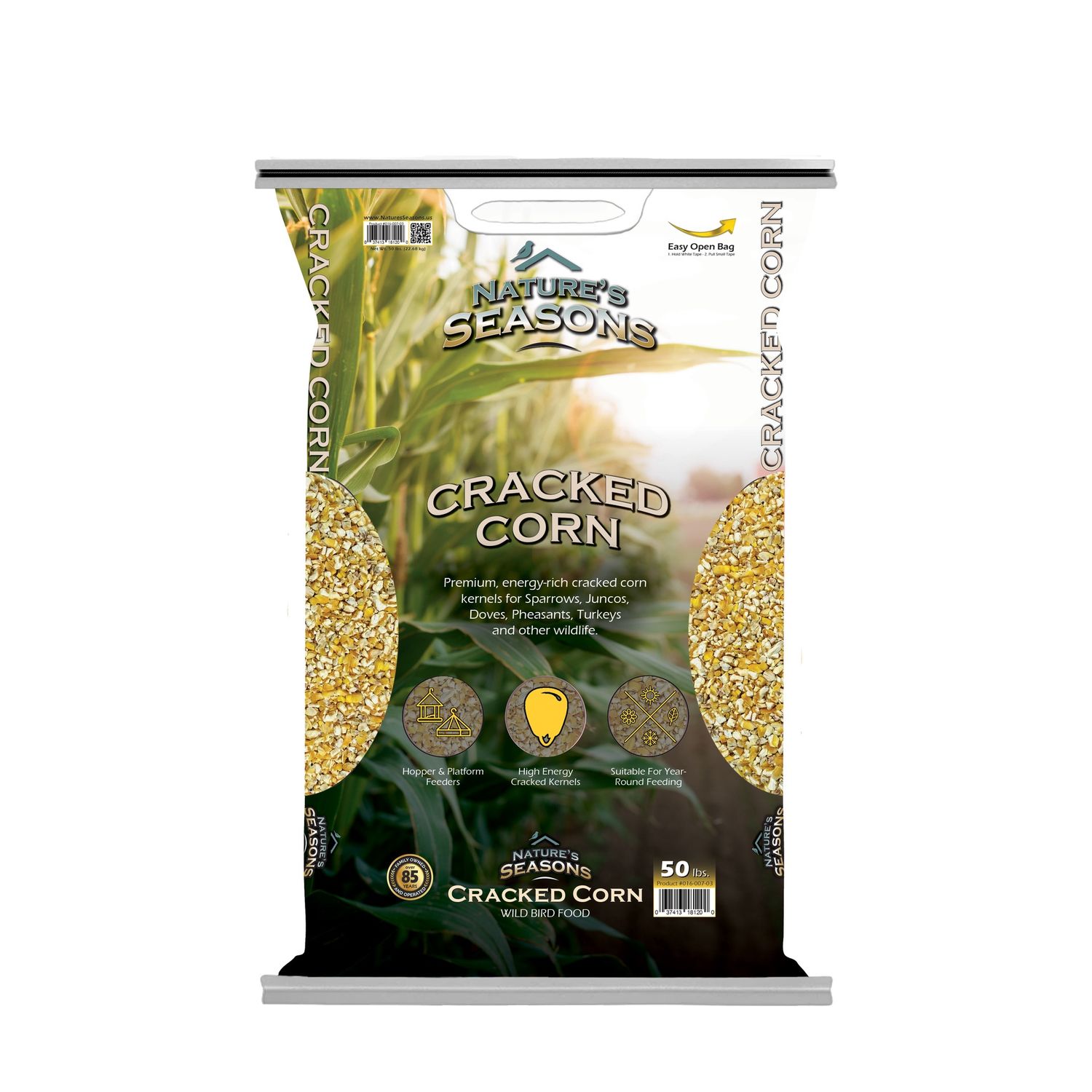 Nature's Seasons Cracked Corn Wild Bird Seed, 50lb Bag