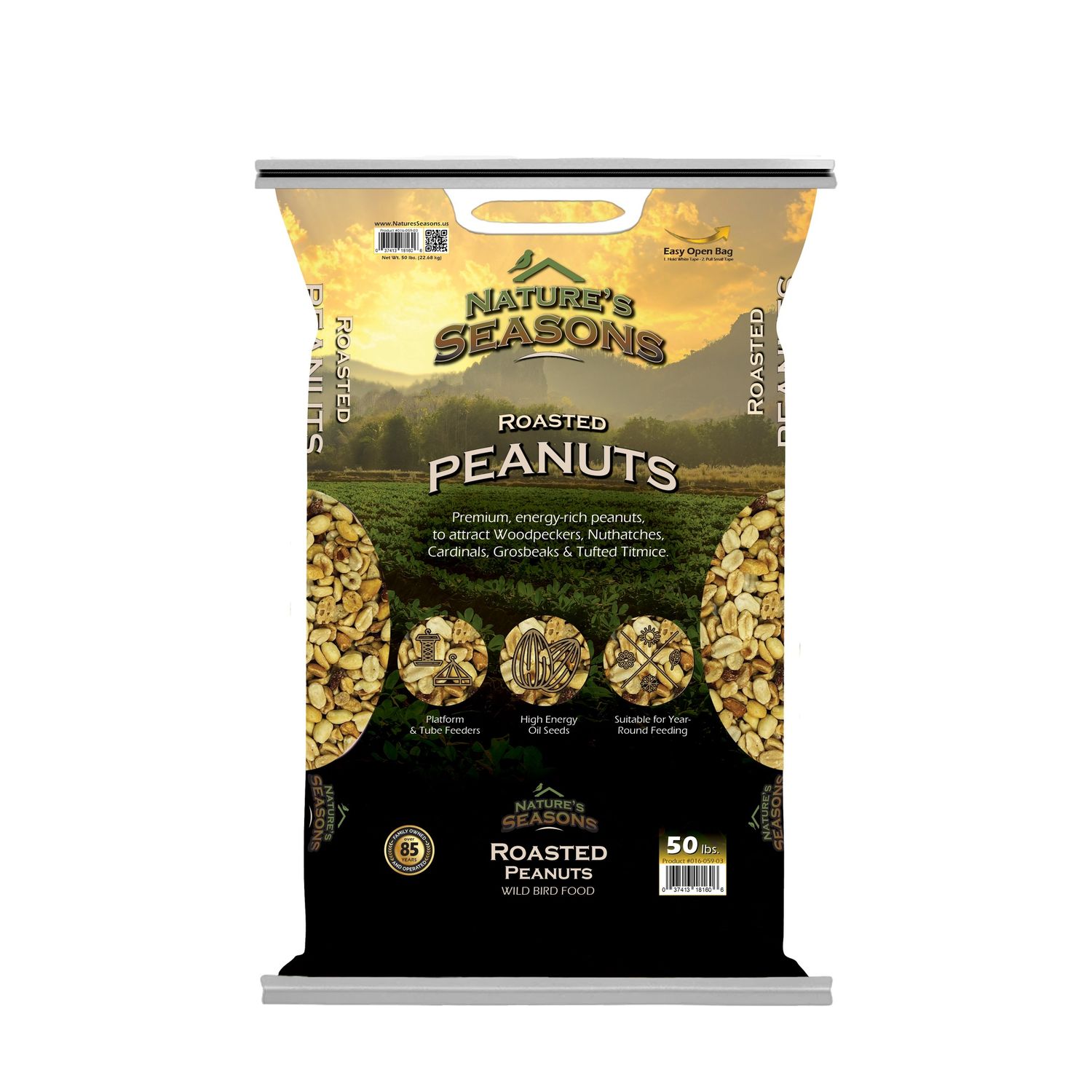 Nature's Seasons Roasted Peanut Parts Wild Bird Seed, 50lb Bag