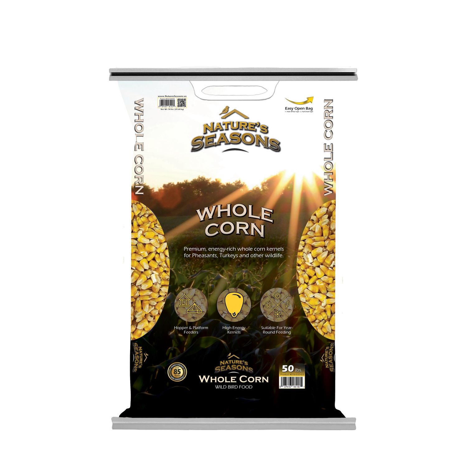 Nature's Seasons Whole Corn Wild Bird Seed, 50lb Bag
