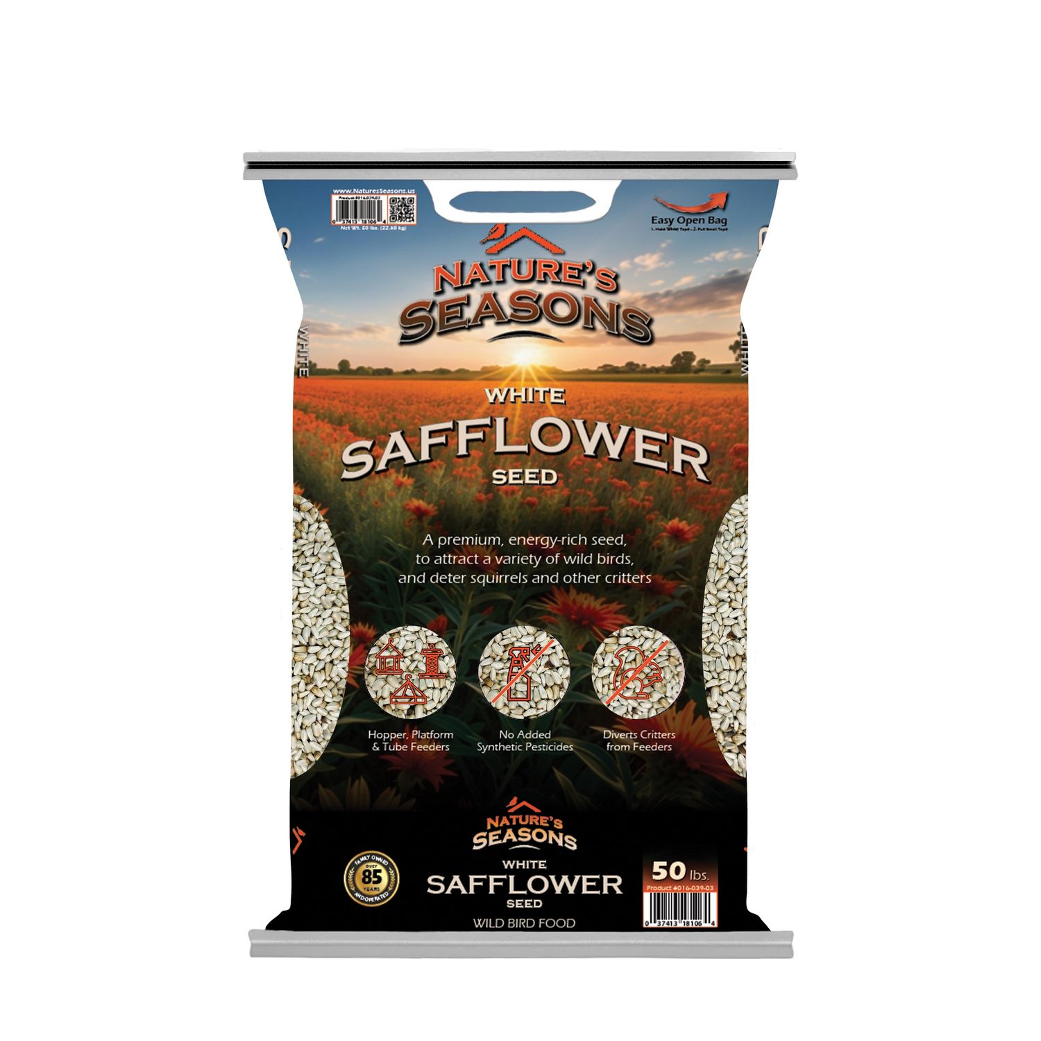 Nature's Seasons White Safflower Wild Bird Seed, 50lb Bag