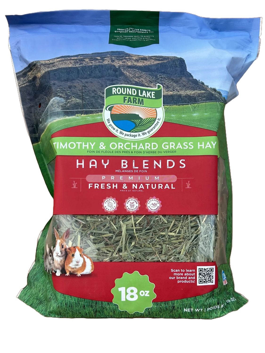 Round Lake Farm Timothy &amp; Orchard Hay Blend, Package Size: 18oz. Bag