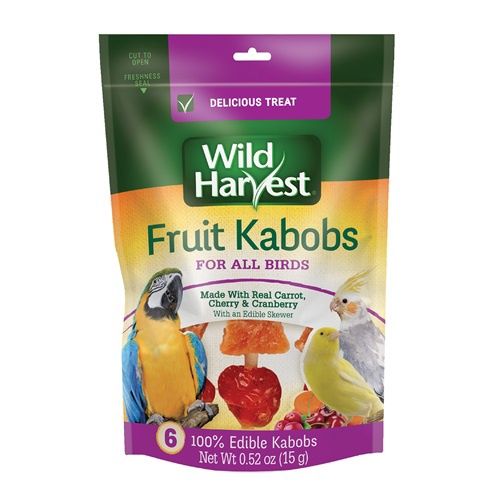 Wild Harvest Fruit Kabob Bird Treats, Real Carrot, Cherry &amp; Cranberry 6 ct.