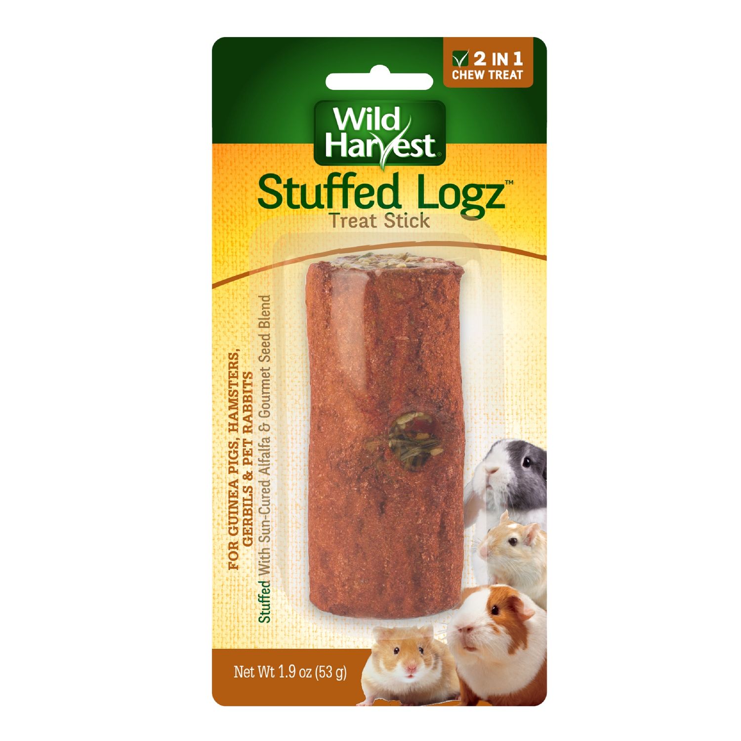 Wild Harvest Edible Stuffed Logz Small Animal Treat Stick 1.9oz.
