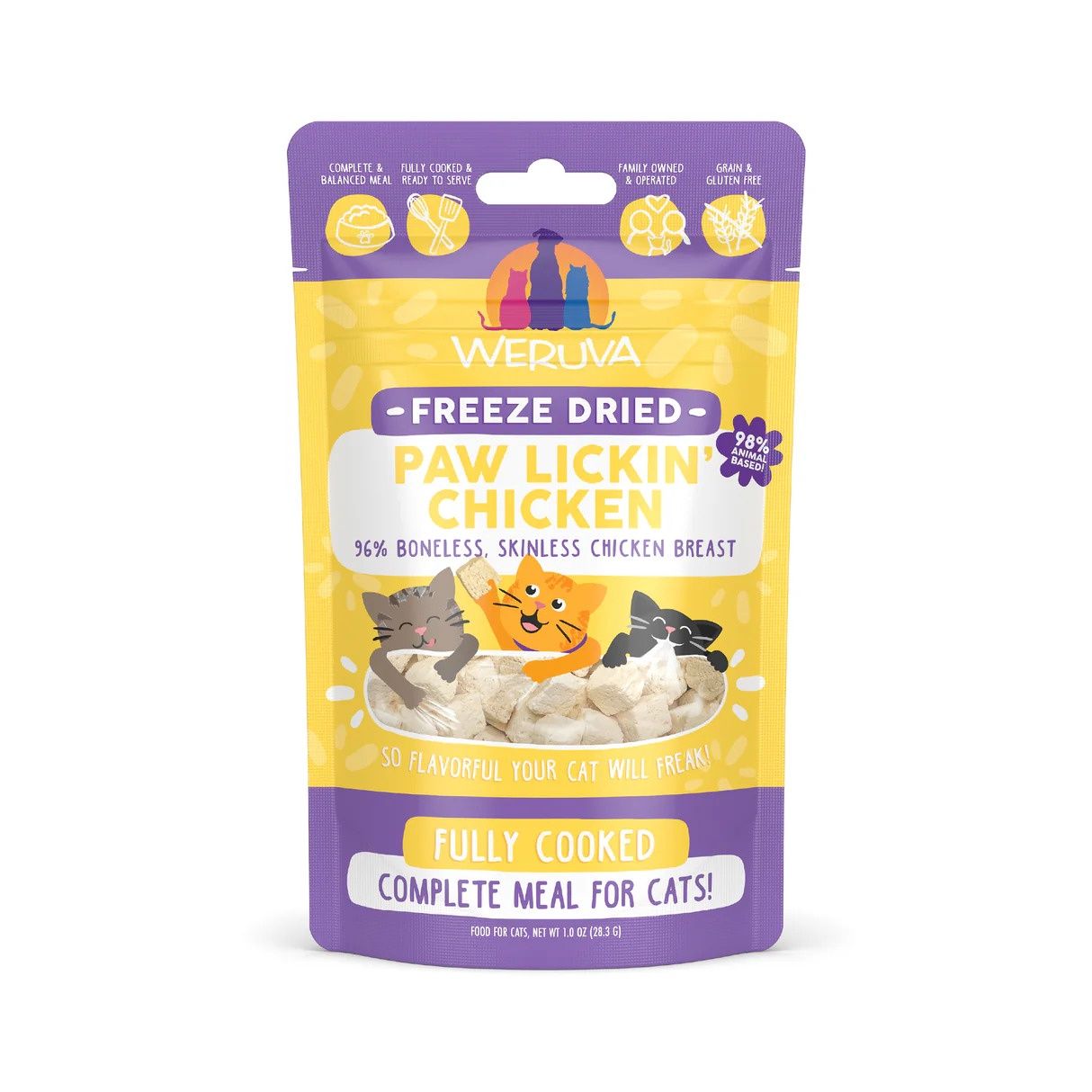 Weruva Freeze Dried Paw Lickin' Chicken Cat Food, Package Size: 1 oz.