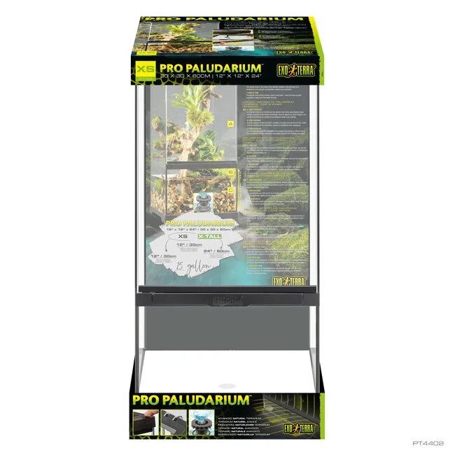 Exo Terra Pro Paludarium Reptile/Amphibian/Invertebrate Housing, Size: X-Small X-Tall 12"x12"x24"