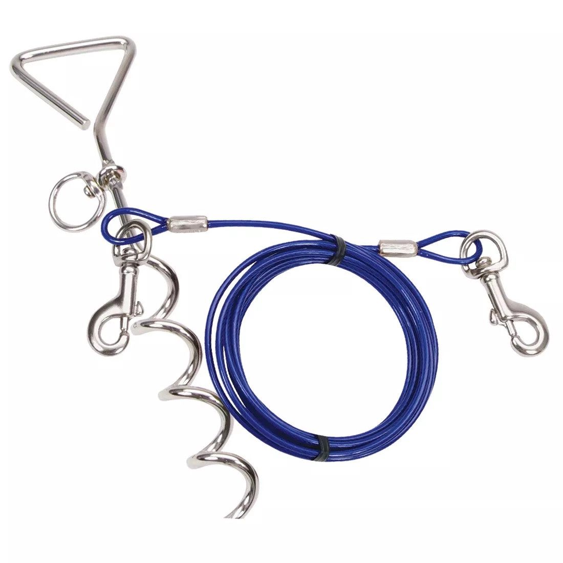 Coastal Pet Products Titan Spiral Stake &amp; Tie Out Combo, Size: Medium Dog 15 ft. Blue