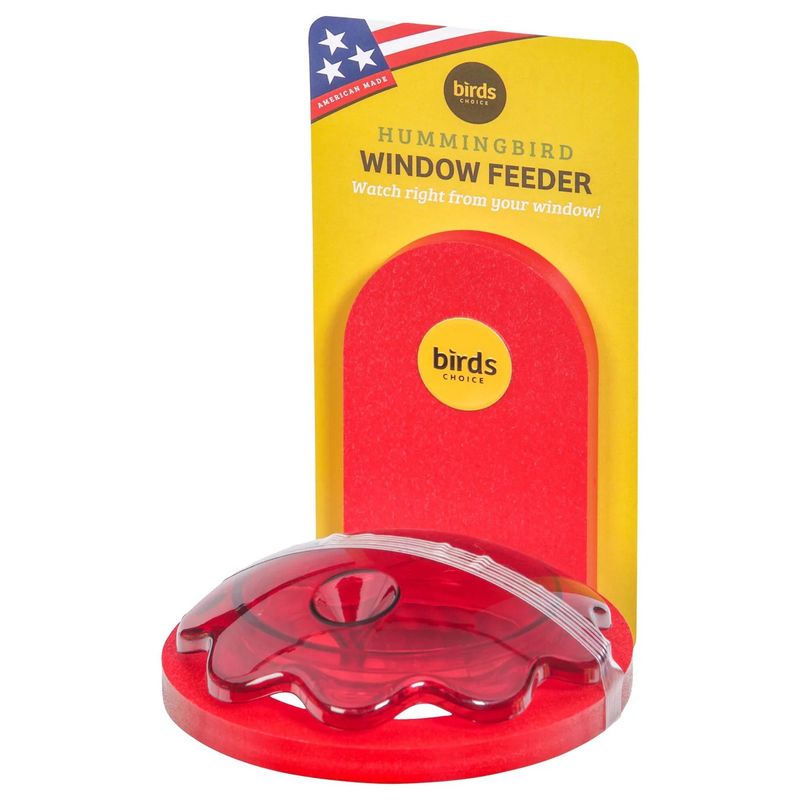 Birds Choice Window Mount Hummingbird Feeder in Red Recycled Plastic SKU: