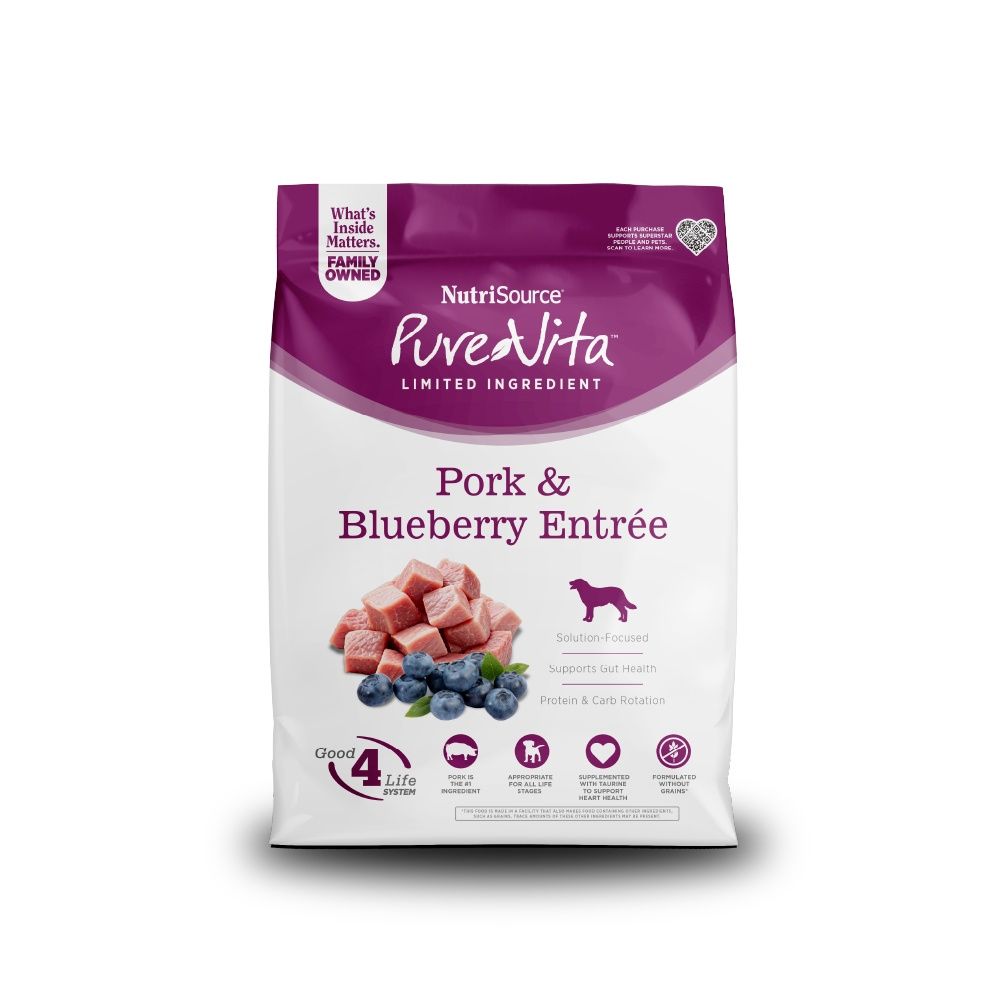 PureVita Pork &amp; Blueberry Grain Free Dry Dog Food, Size: 4lb