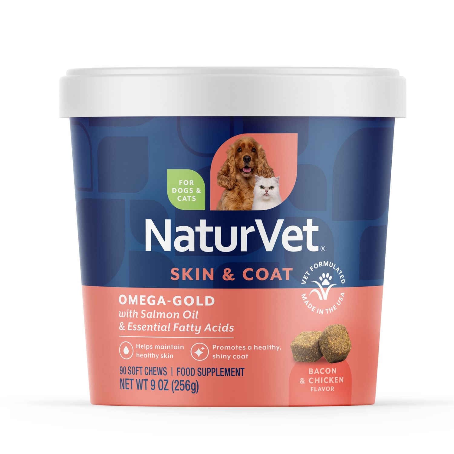 NaturVet Omega-Gold Skin &amp; Coat Soft Chews, Size: 90 Count