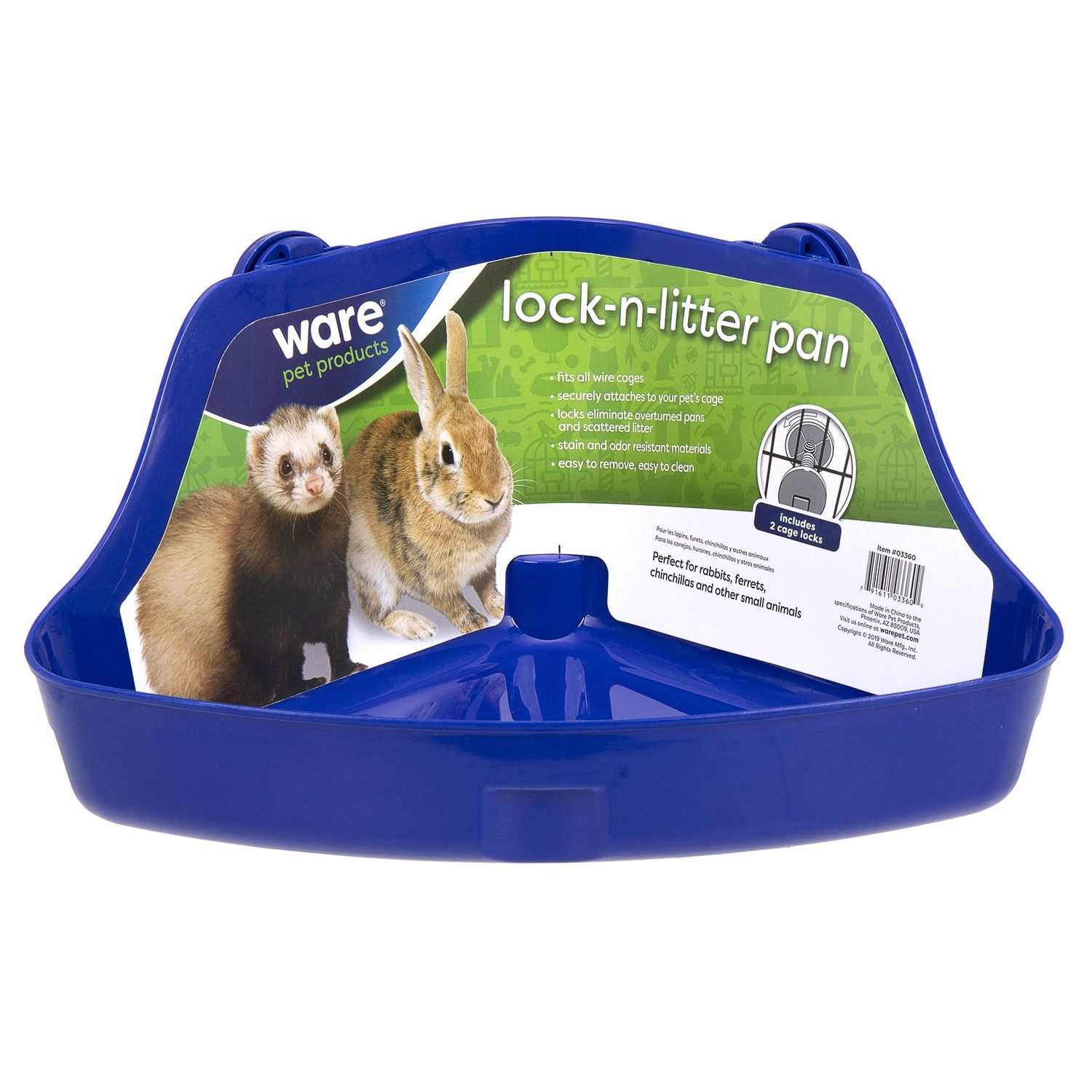 Ware Pet Products Small Animal Lock-N-Litter Pan, Size: Regular (12.5"L x 8.25"D x 6.0"H)