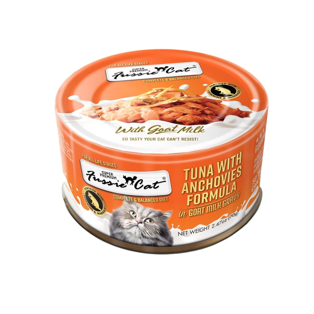 Fussie Cat Tuna with Anchovies in Goat Milk Gravy Wet Cat Food, Size: 2.47oz