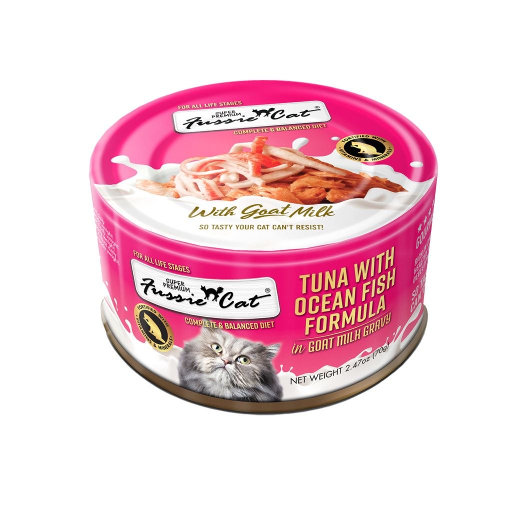 Fussie Cat Tuna with Oceanfish in Goat Milk Gravy Wet Cat Food, Size: 2.47oz