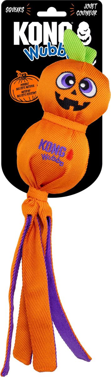 Kong Halloween Wubba Jack-O-Lantern Squeaky Dog Toy Orange, Large