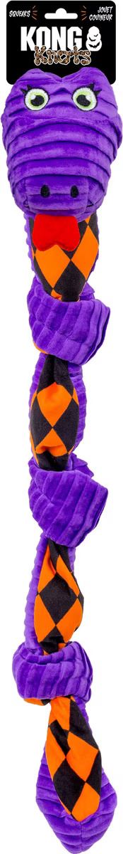 KONG Halloween Knots Snake Squeaky Plush Dog Toy, Purple, Medium/Large