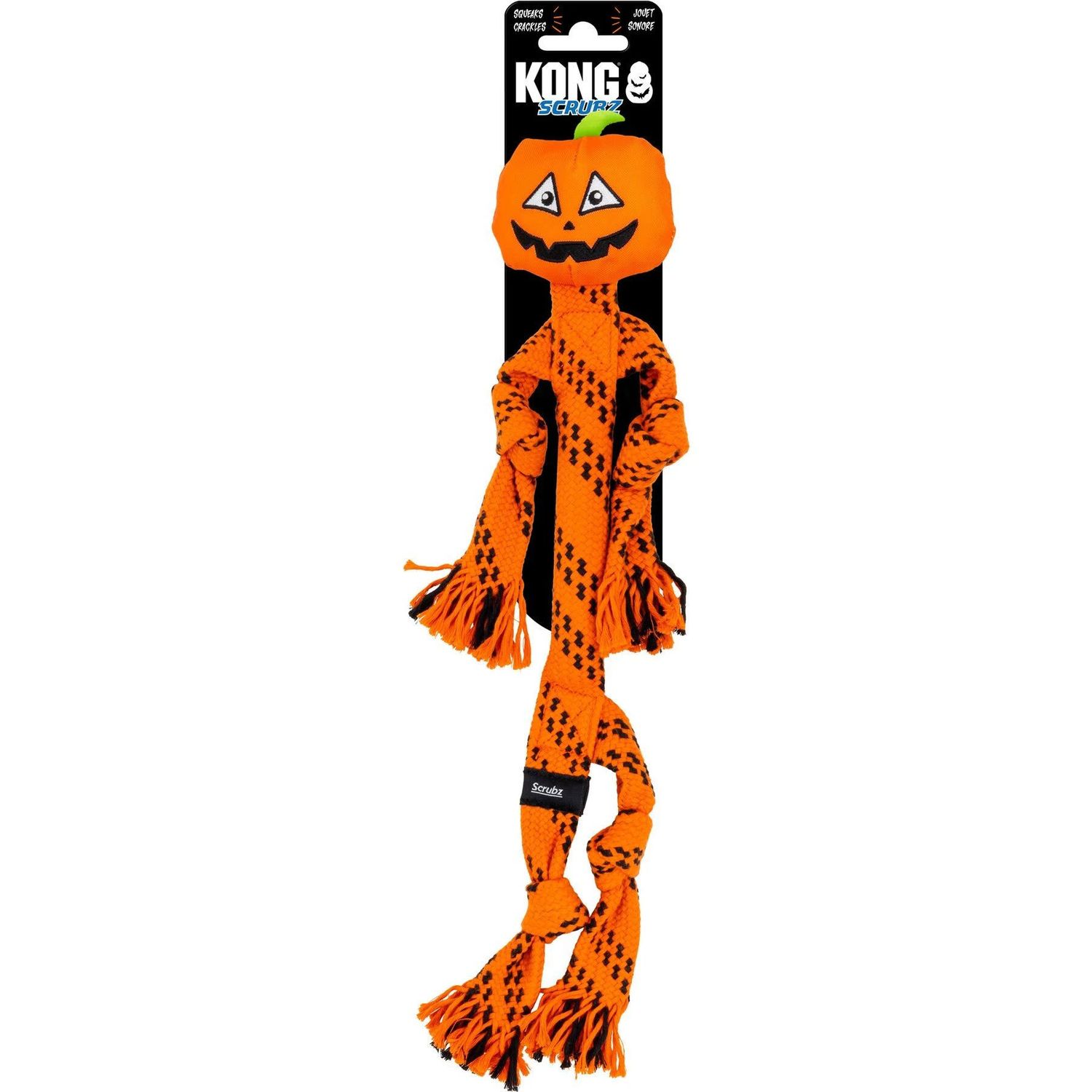 Kong Halloween Scrubz Jack-o-Lantern Dog Toy, Orange, Medium