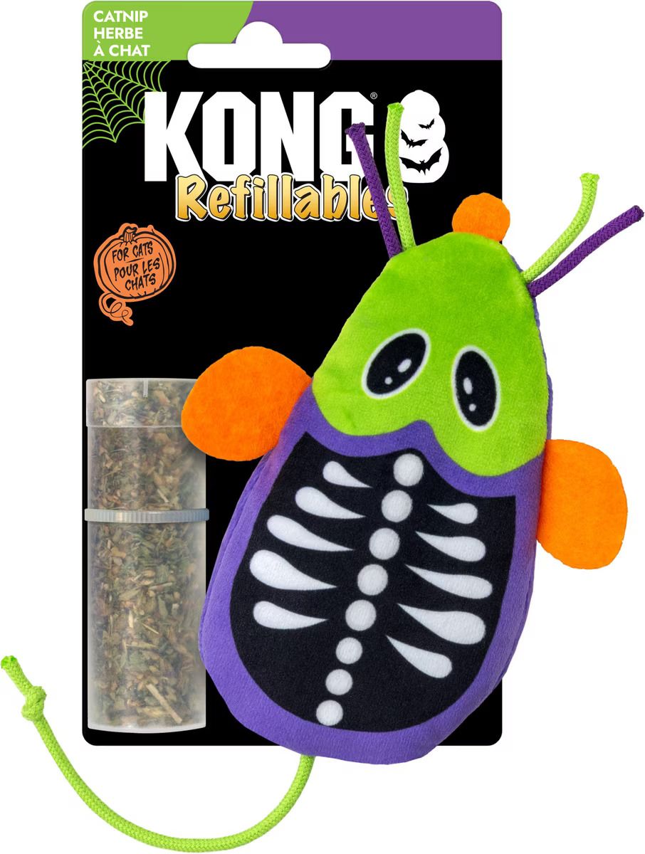 KONG Halloween Refillables Skeleton Mouse Cat Toy with Catnip, Green