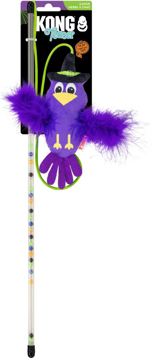 Kong Halloween Teaser Crow Plush Cat Toy with Catnip, Purple