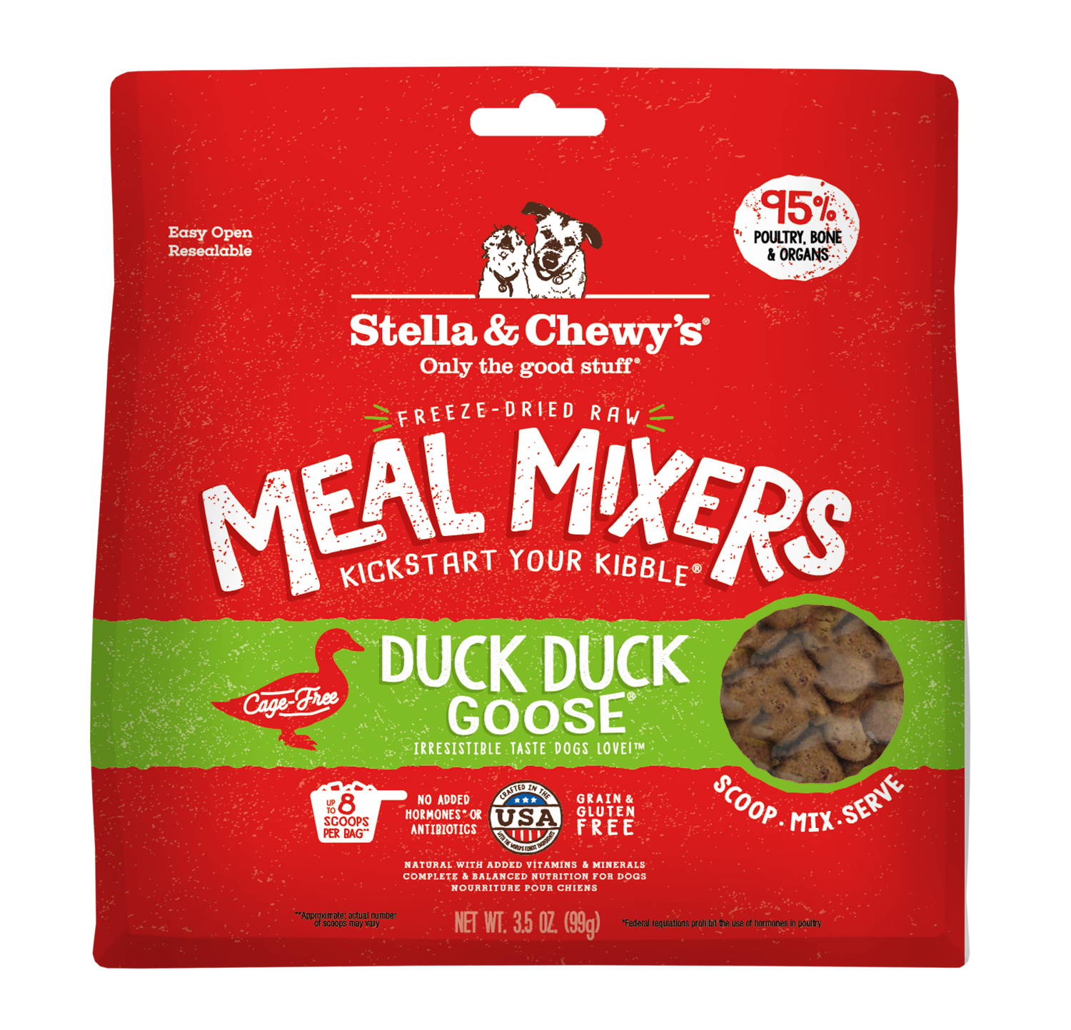 Stella &amp; Chewy's Duck Duck Goose Meal Mixers Freeze-Dried Dog Food Topper, Size: 3.5oz