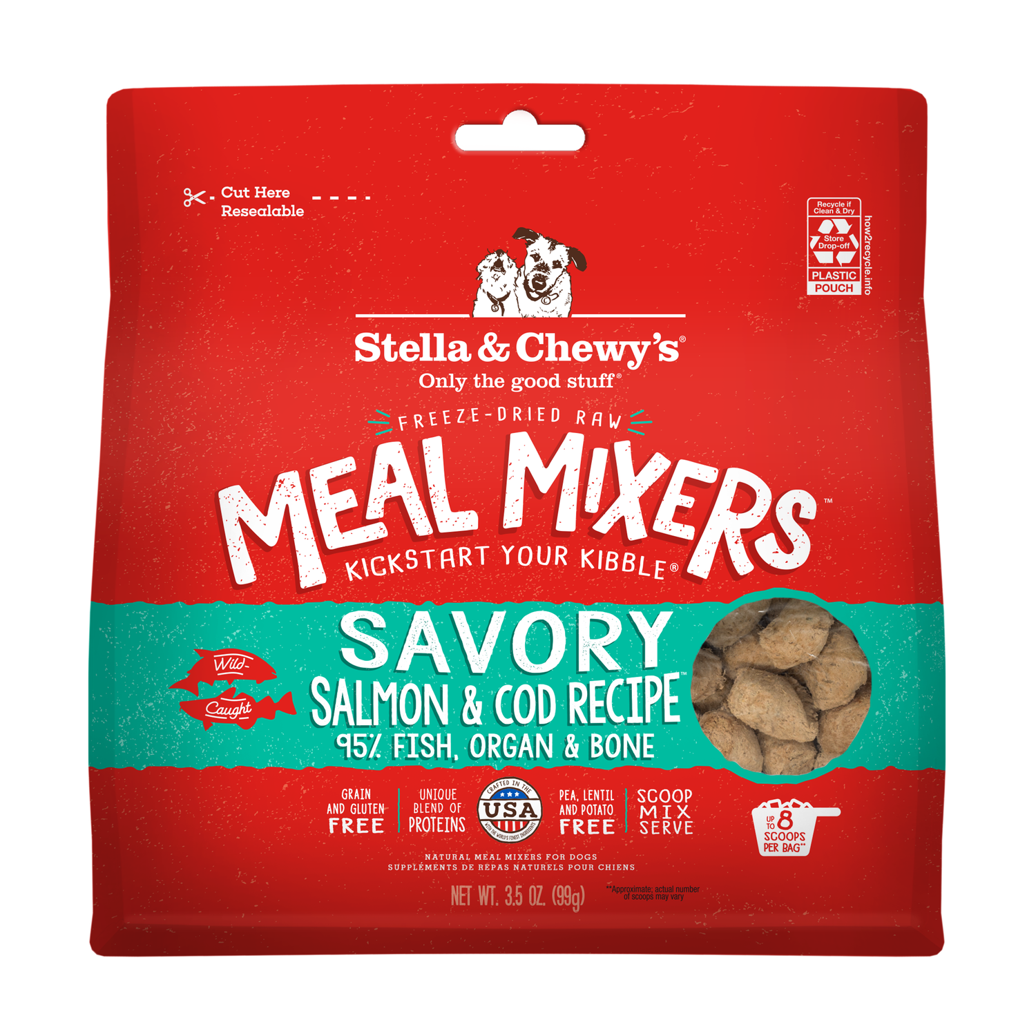 Stella &amp; Chewy's Savory Salmon &amp; Cod Meal Mixers Freeze-Dried Dog Food Topper, Size: 3.5oz