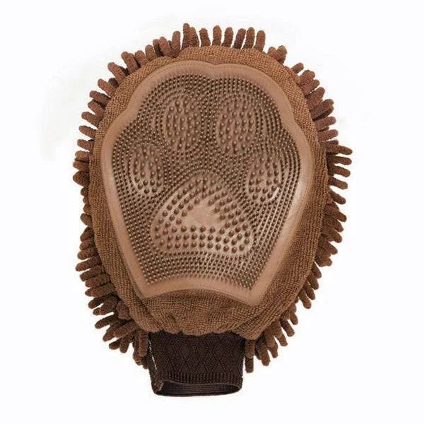 Dogs Gone Smart Dirty Dog Dual-Sided Super Absorbent Microfiber Dog Grooming Mitt Brown