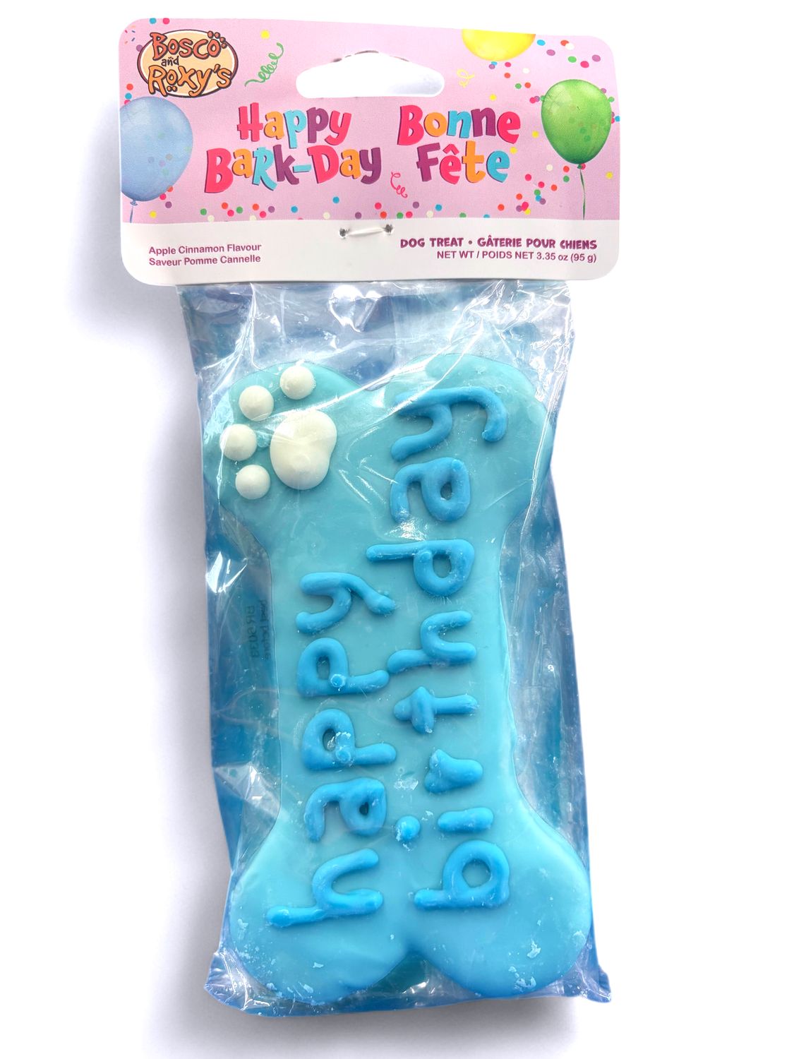 Bosco &amp; Roxy's Large Blue Frosted Bone Shape Birthday Dog Cookie, 3.35oz