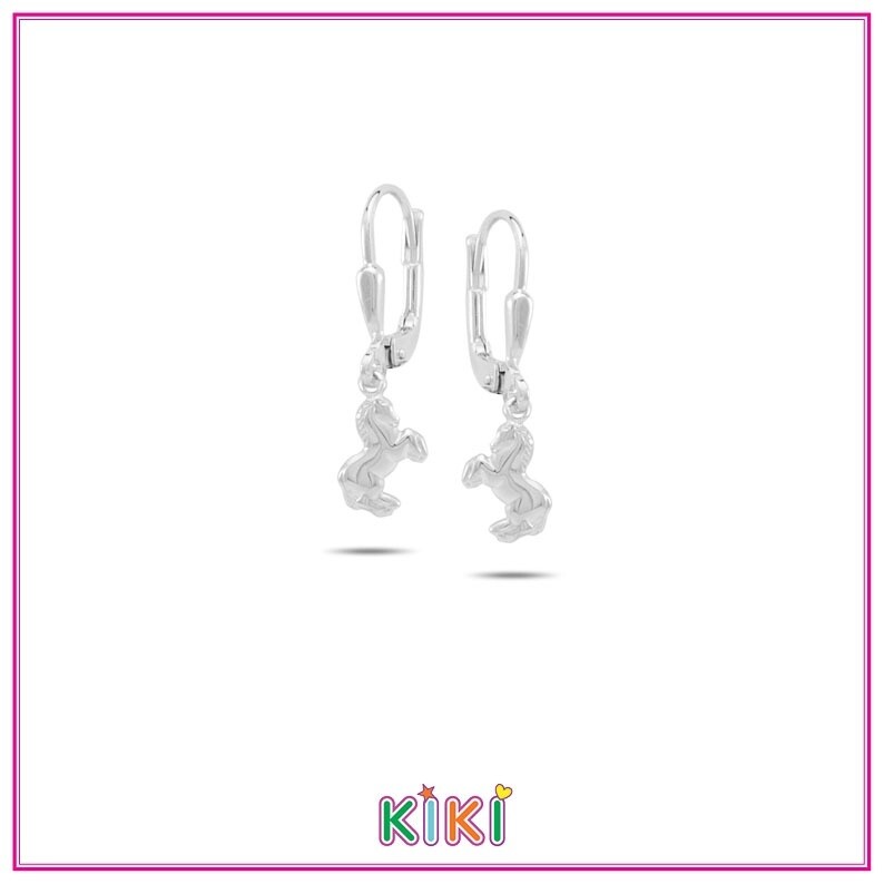 Kinderoorbellen zilver brisure paard