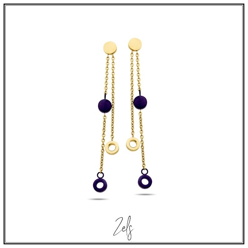 gold plated staal vol cirkeltje met gouden en zwarte cirkeltjes