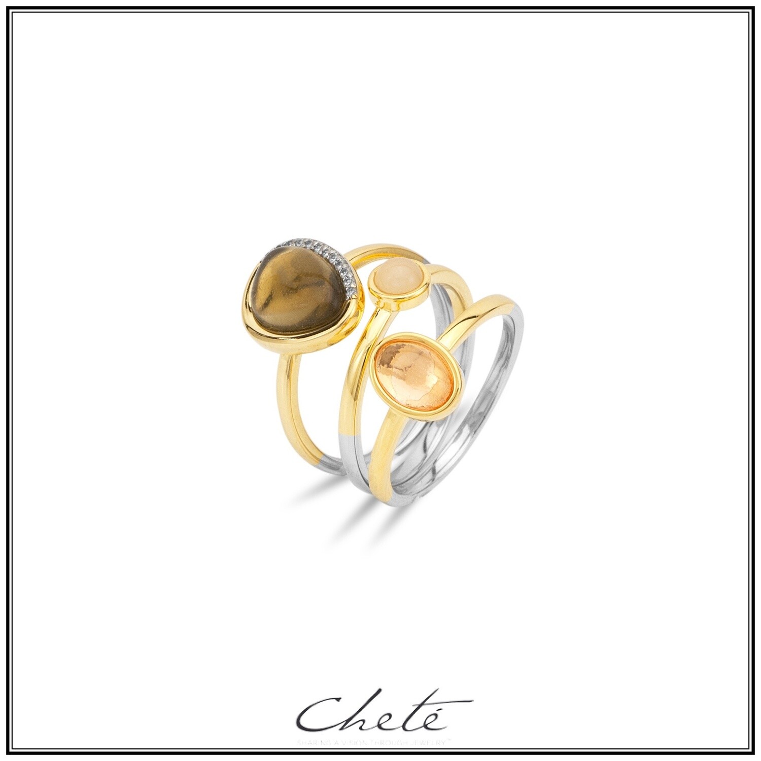 zilveren ringen gold plated druppel set van 3