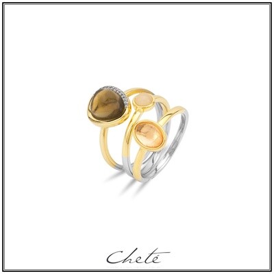 zilveren ringen gold plated druppel set van 3