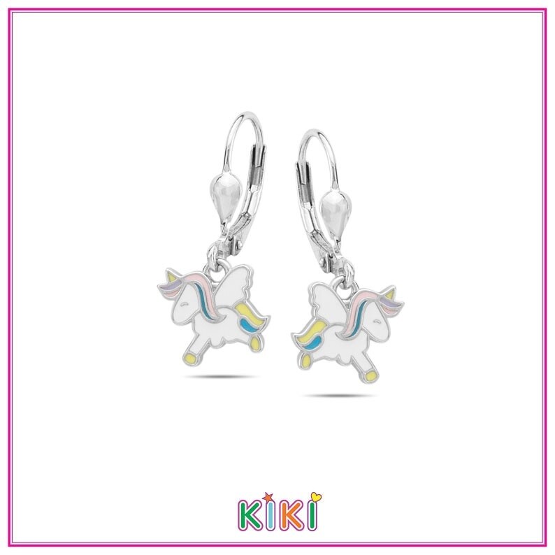 Kinderoorbellen zilver brisure unicorn