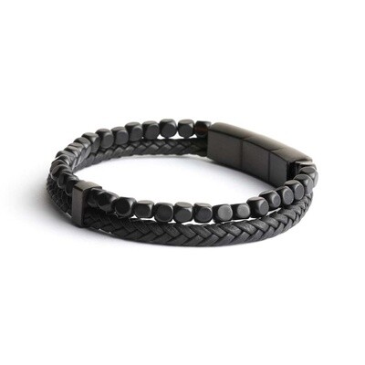 Herenarmband Double Black M-L