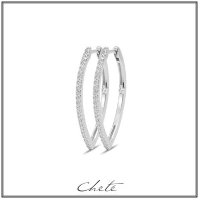 Zilveren 'ovalen' oorbellen met steentjes