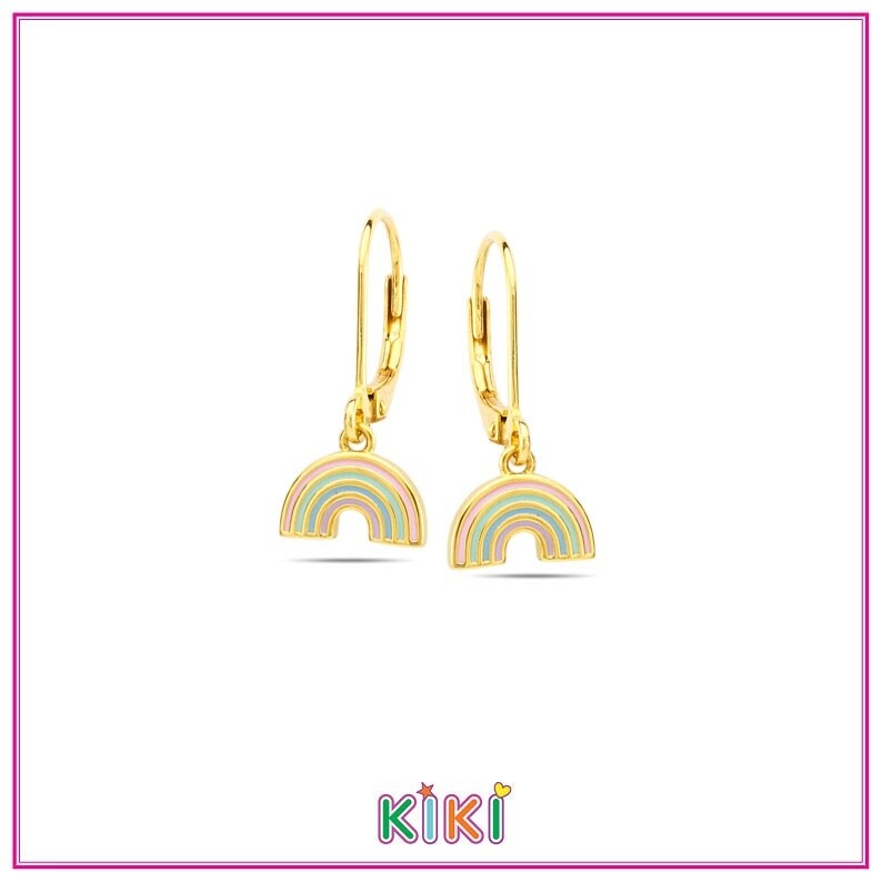 Gold plated zilver brisure met regenboog
