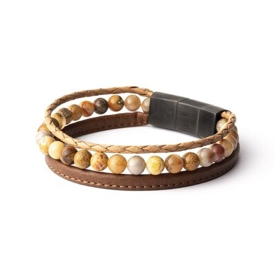 Herenarmband Triple beige M-L
