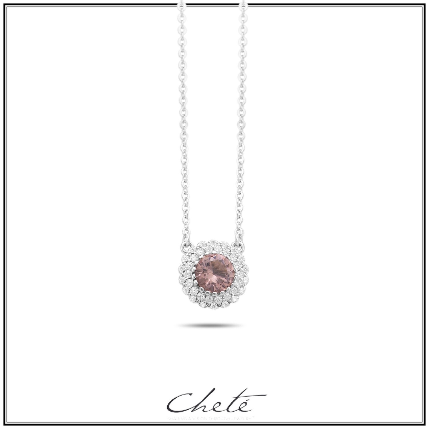 Zilveren ketting met oud roze steen