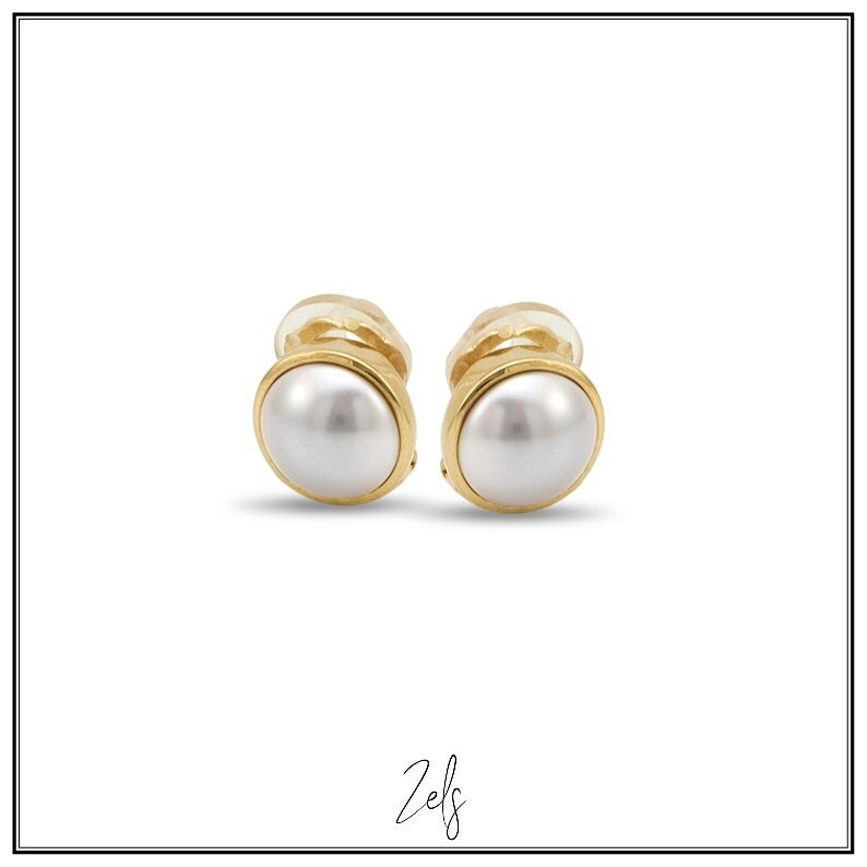 Clipoorbellen met parel verguld