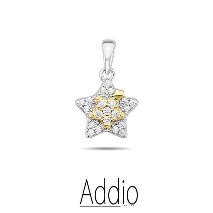 Asbedel zilver ster met steentjes