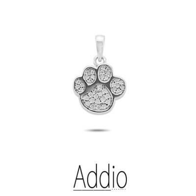 Asbedel zilver pootje met steentjes