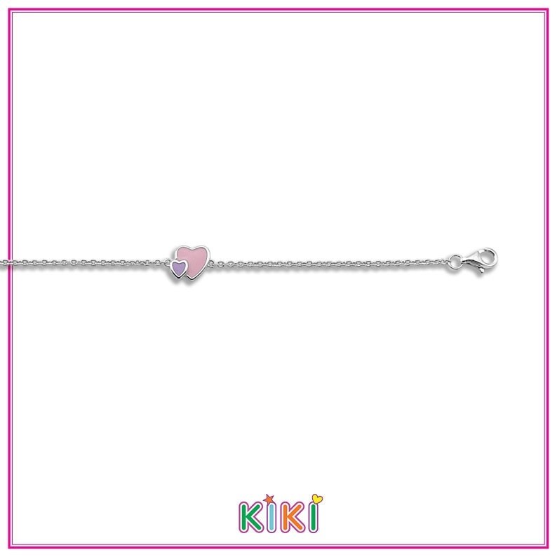 Zilver armband hart roze hartje paars