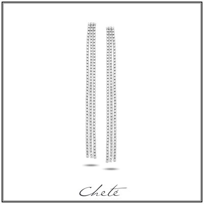 Zilver hangende oorbellen met steentjes