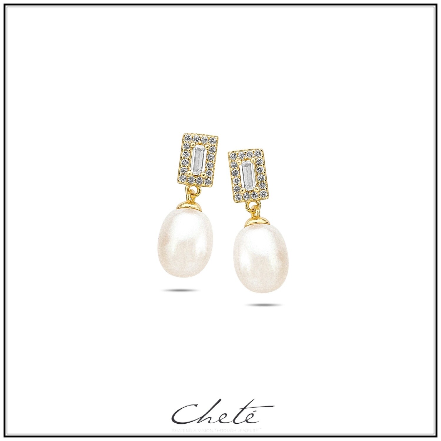 Zilver gold plated oorbellen met parel