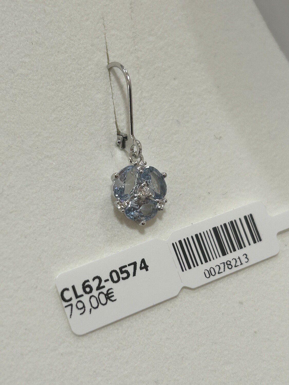 Brisure Zilver met hanger blauwe steen