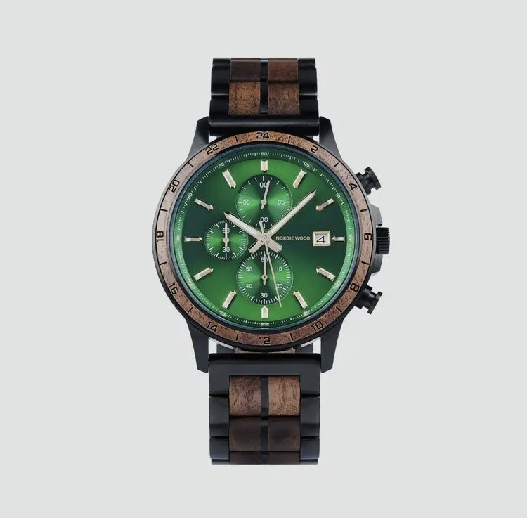Herenhorloge Emerald Jungle houten