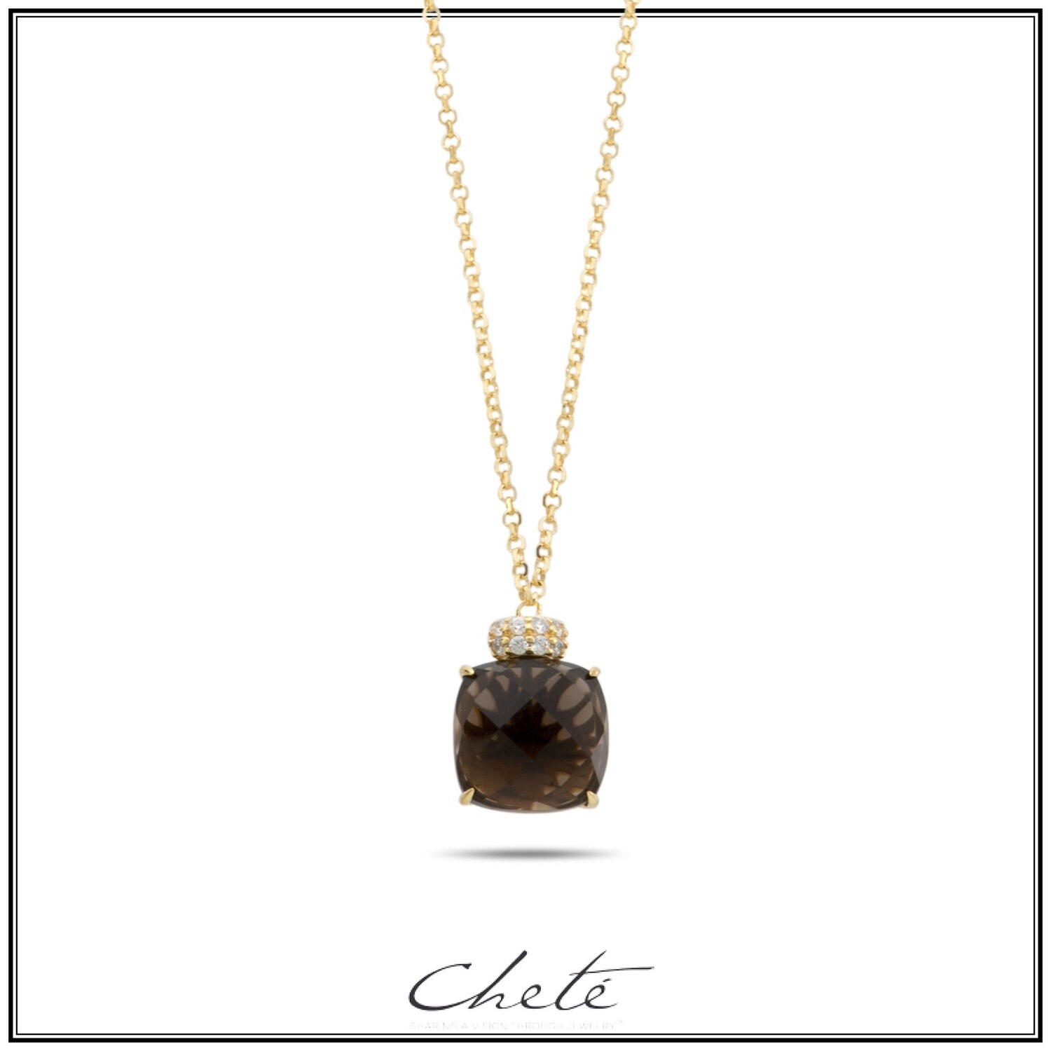 Ketting zilver gold plated bruin kristal