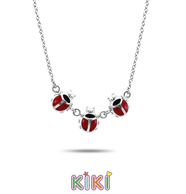 Kinderketting met 3 lieveheersbeestjes